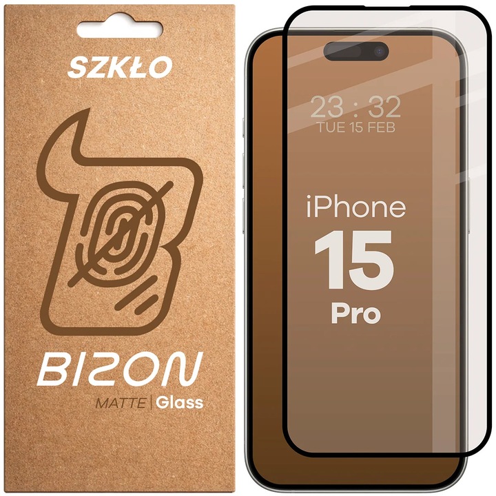 Sticla de protectie mata Bizon Glass Matte pentru iPhone 15 Pro
