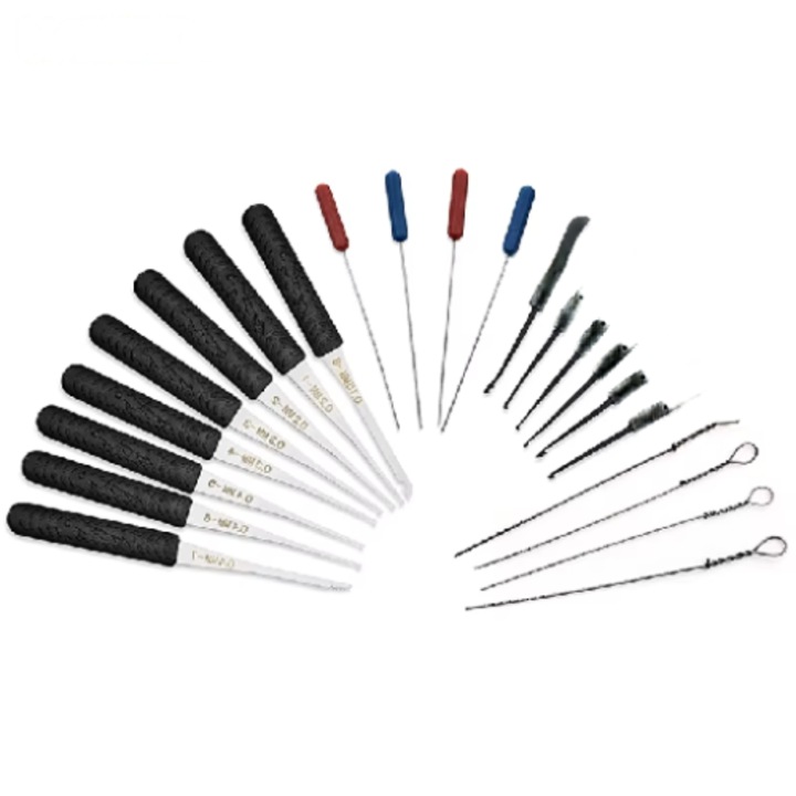 Set Profesional 20 Piese pentru Extragerea Cheilor Rupte, Kit Complet pentru Lacatuserie, Instrumente de Precizie din Otel Inoxidabil, Negru/Argintiu