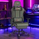 Scaun Gaming, TOP SCAUNE®, Scaun Gaming Ergonomic Cu Masaj Lombar Vibrator, Suport Picioare Extensibil Rabatabil, Cotiere 2D Reglabile, Spatar Reclinabil 155°, Piele PU Premium, Baza Metalica Rezistenta, Roti Silentioase, Gri