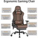 Scaun Gaming, TOP SCAUNE®, Scaun Gaming Ergonomic Cu Masaj Lombar Vibrator, Suport Picioare Extensibil Rabatabil, Cotiere 2D Reglabile, Spatar Reclinabil 155°, Piele PU Premium, Baza Metalica Rezistenta, Roti Silentioase, Maro