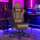 Scaun Gaming, TOP SCAUNE®, Scaun Gaming Ergonomic Cu Masaj Lombar Vibrator, Suport Picioare Extensibil Rabatabil, Cotiere 2D Reglabile, Spatar Reclinabil 155°, Piele PU Premium, Baza Metalica Rezistenta, Roti Silentioase, Maro