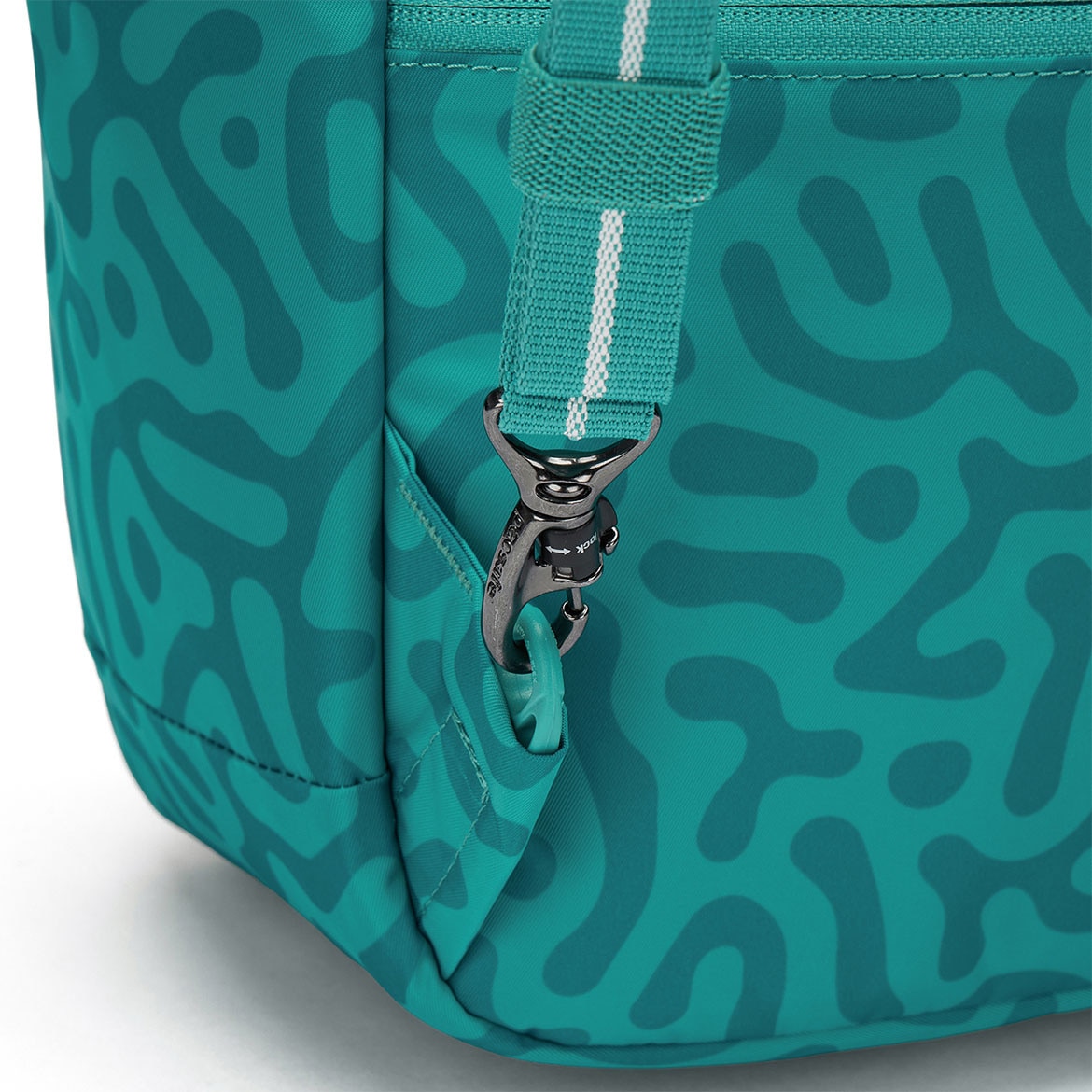 Rucsac urban antifurt Pacsafe Go 15L turcoaz, compartiment laptop 13” si protectie RFID