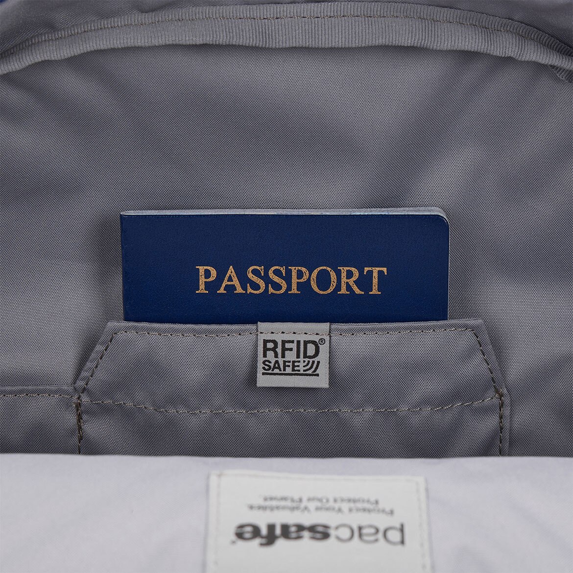 Rucsac urban antifurt Pacsafe GO 15L, protectie RFID, compartiment laptop 13”, albastru