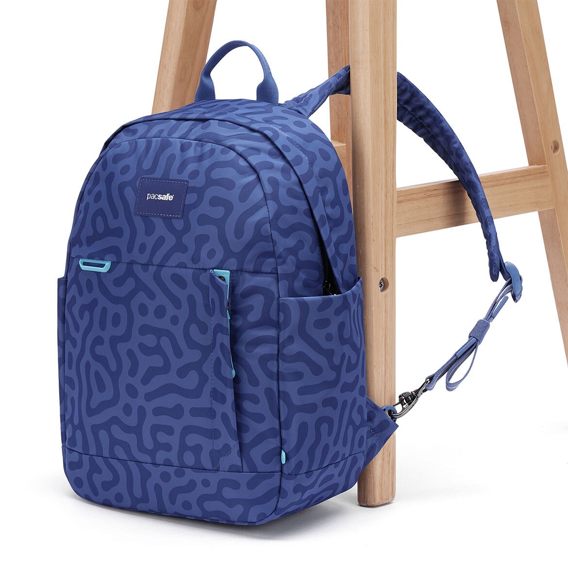Rucsac urban antifurt Pacsafe GO 15L, protectie RFID, compartiment laptop 13”, albastru