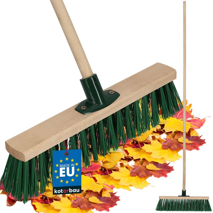 KOTARBAU® Perie-matura, lemn de fag, 40 cm, verde, matura de exterior, perie pentru terasa, peri tari, cu maner din lemn