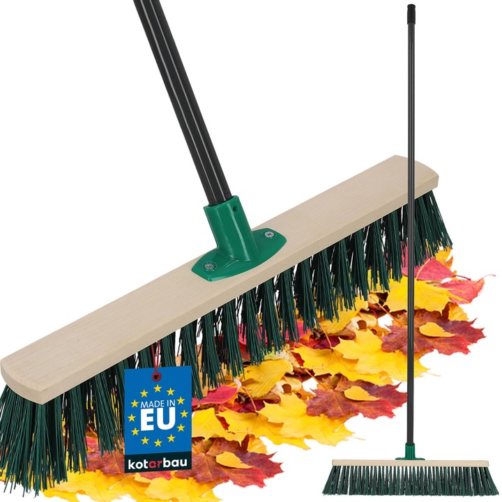KOTARBAU® Perie, lemn de fag, 50 cm, verde, perie de exterior, perie pentru terasa, peri tari, cu maner din metal