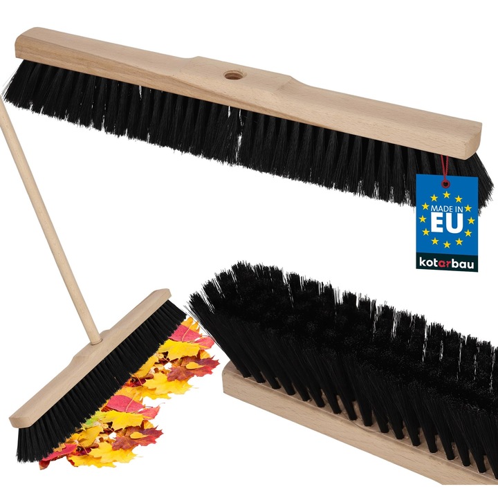 KOTARBAU® Seprűfej, nyél nélkül, 50 cm, barna, tisztító kefe, terasz kefe kemény sörtékkel, bükkfa és nejlon, természetes fekete barna