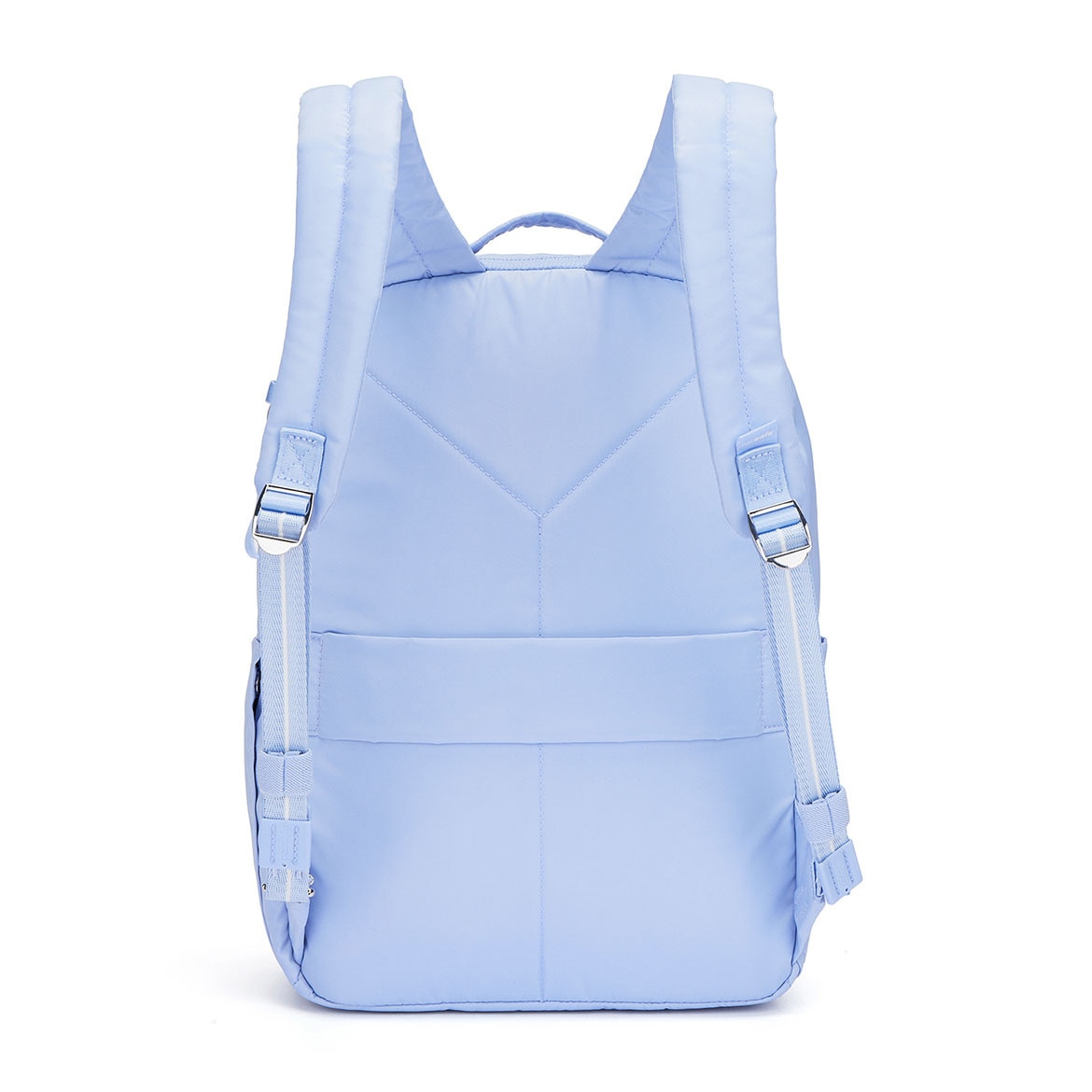 Rucsac antifurt dama Pacsafe W 10L, protectie RFID, compartiment pentru tableta 13”, albastru pastel