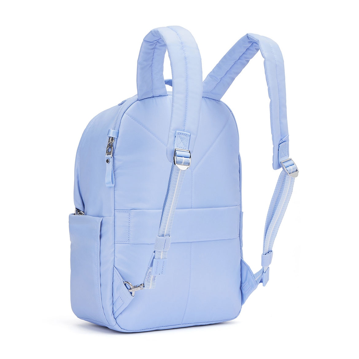 Rucsac antifurt dama Pacsafe W 10L, protectie RFID, compartiment pentru tableta 13”, albastru pastel
