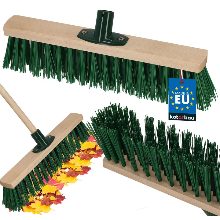 KOTARBAU® Perie-matura, lemn de fag, 40 cm, verde, matura de exterior, perie pentru terasa, peri tari, fara maner