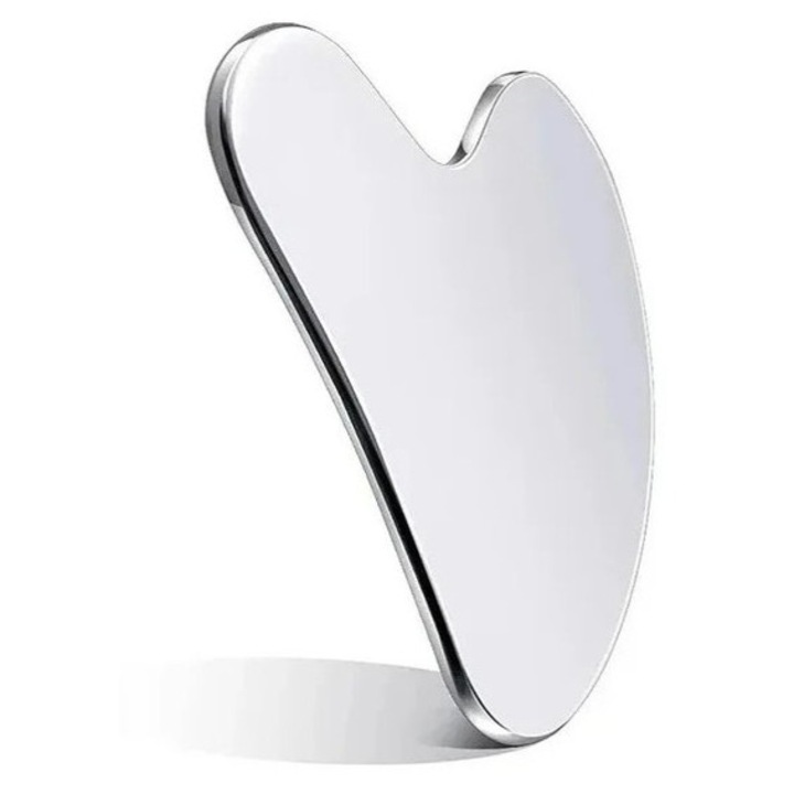 Gua Sha Otel Inoxidabil – Sculpting Facial si Drenaj Limfatic Natural, Inox