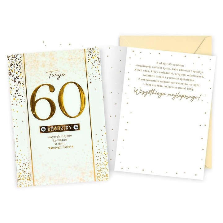 Felicitare/Karnet aniversar Kukartka B6 pentru 60 de ani, cu plic inclus, Multicolor