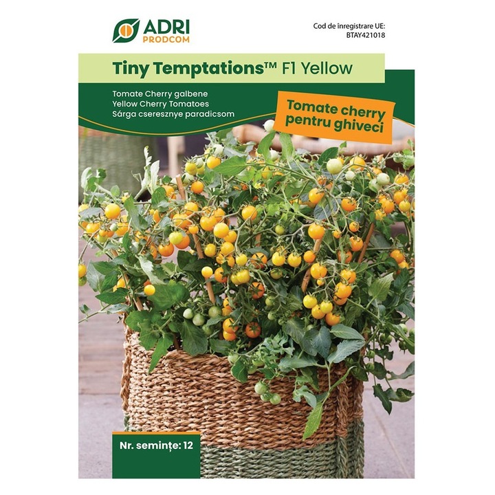 Set 2 x Seminte de Rosii Cherry Galbene, Cultivare la Ghiveci, 12 Boabe