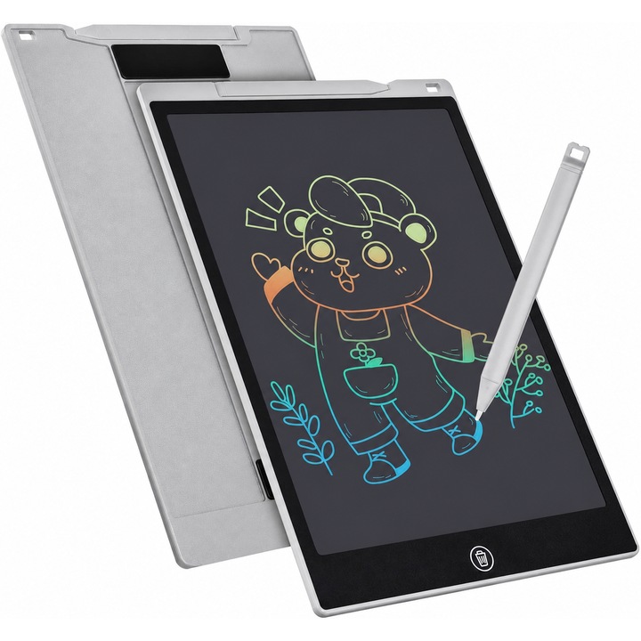 Aurov® LCD író- és rajztábla, 12 hüvelykes, Papírlapok helyettesítője, ECO Friendly, Hordozható ceruza, Törlés gomb, Többszínű