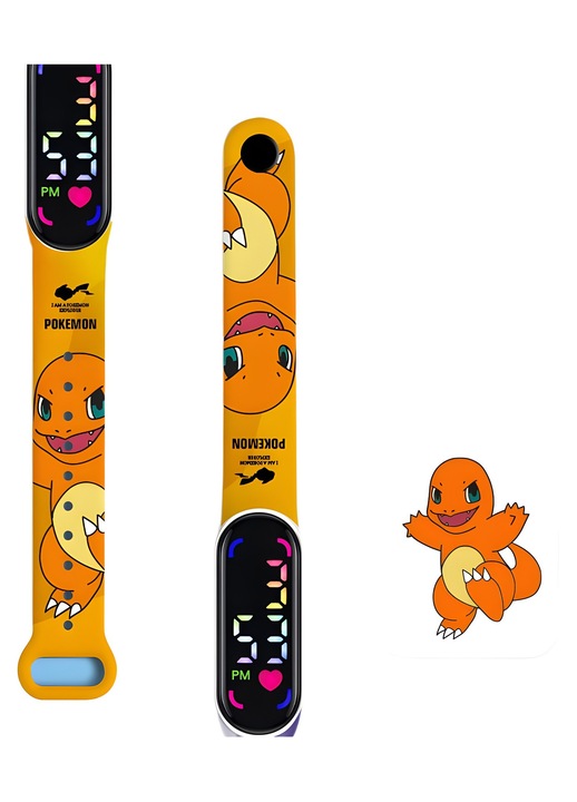 Ceas electronic copii LED impermeabil, model Pokemon Dragon Mic, multicolor