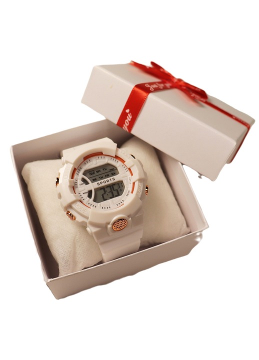 Ceas electronic copii sport multifunctional alb