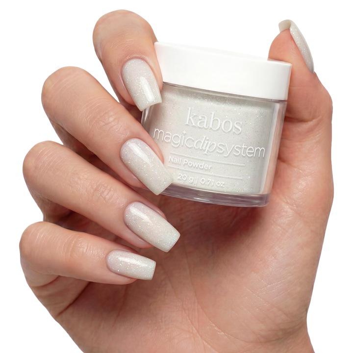 Pudra acrilica Diamonds, Stralucire Intensa fara Lampa, Kabos Magic Dip System 005 Diamonds, 20 g, Calitate Salon