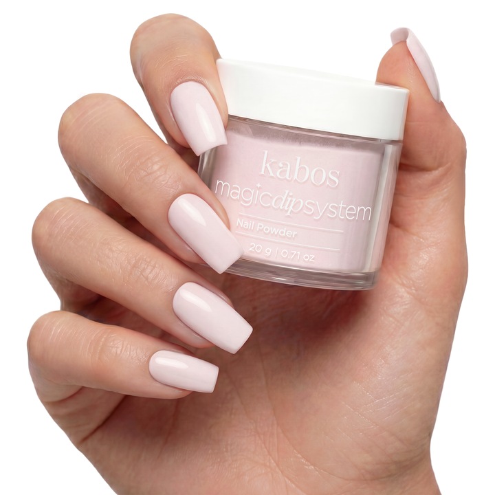 Pudra acrilica Dipping Powder, Intarire Naturala fara Lampa, Kabos Magic Dip System, 006 Milky Pink, 20 g, Rezistenta Ridicata