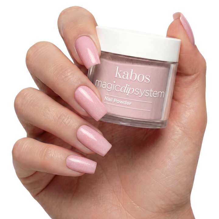 Pudra acrilica Dipping Powder, Culoare Intensa fara Lampa, Kabos Magic Dip System, 016 Sweet Rose, 20 g, Intarire Naturala