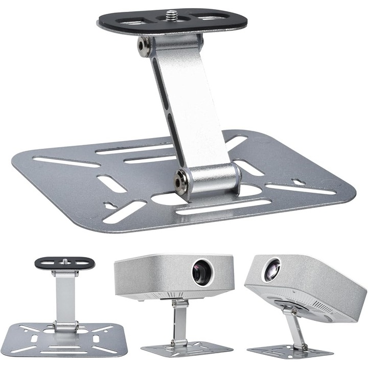 Suport videoproiector multifunctional, rotativ 360°, aluminiu, negru, 5kg, universal