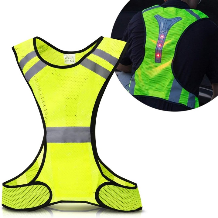 Vesta reflectorizanta LED, reglabila, unisex, galben, 90g