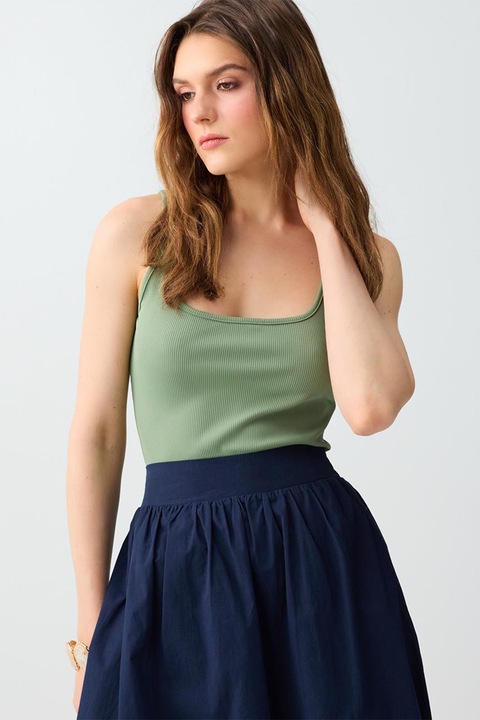 JIMMY KEY, Top striat slim fit, Verde pal