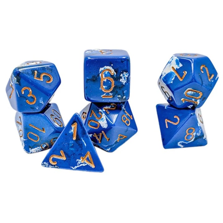 7 db Chessex Brush Polyhedral dobókocka szett - Wavebreak/Arany