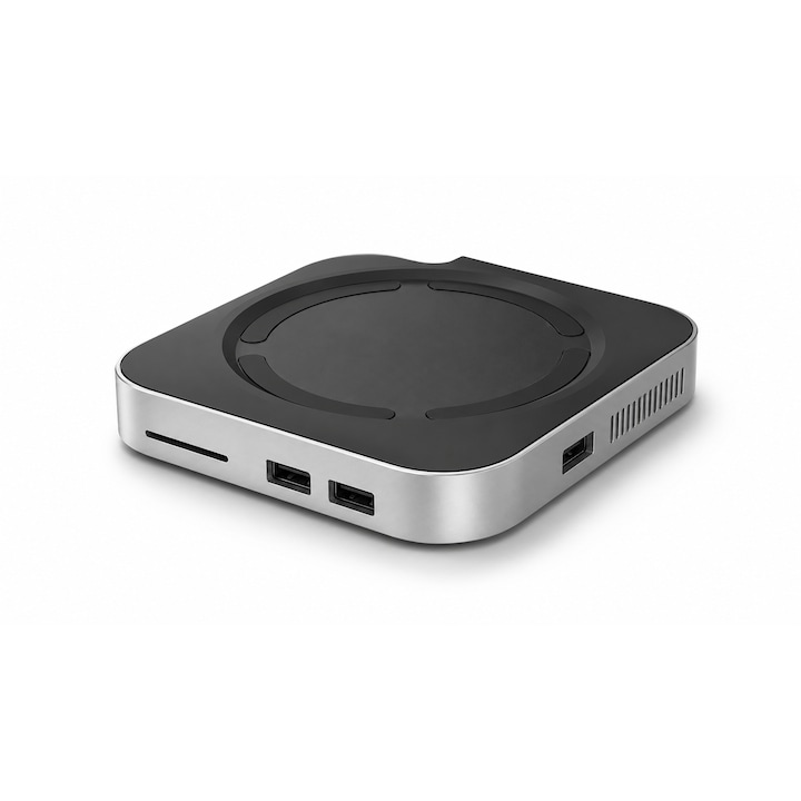 Докинг станция 11 в 1 за Mac Mini M4/M4 Pro, USB 3.2 Gen 2 10Gbps, 6x USB, поддръжка на SSD, четец на SD/TF карти, сребрист