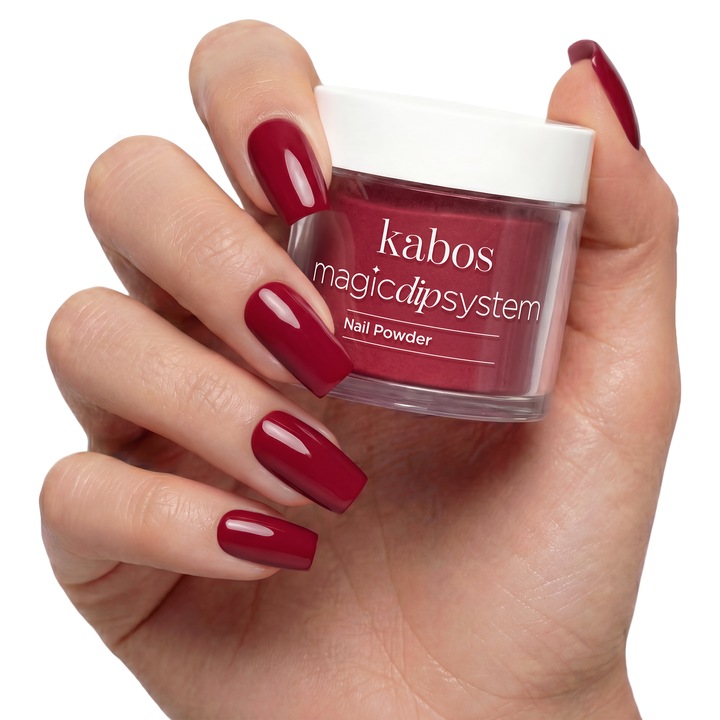 Pudra acrilica Dipping Powder, Rosu Intens fara Lampa, Kabos Magic Dip System, 031 True Red, 20 g, Intarire Naturala