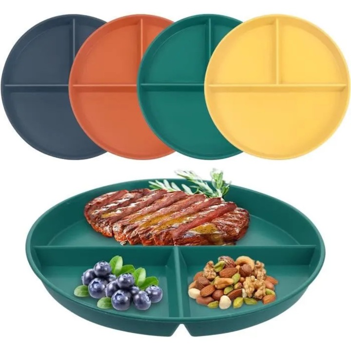 Farfurii compartimentate set 4 buc 23cm polipropilena alb
