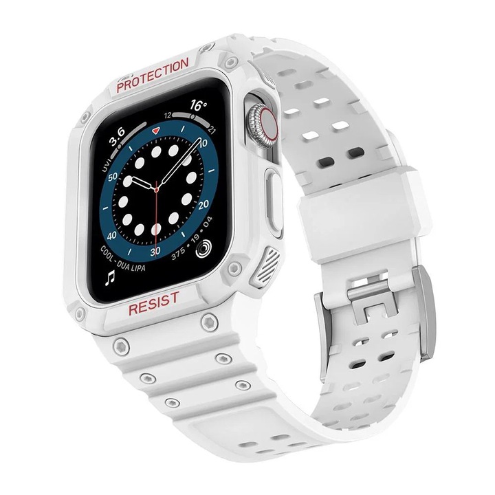 Curea de protectie cu husa pentru Apple Watch 7 / SE (41/40/38 mm) Carcasa de ceas blindata Alba