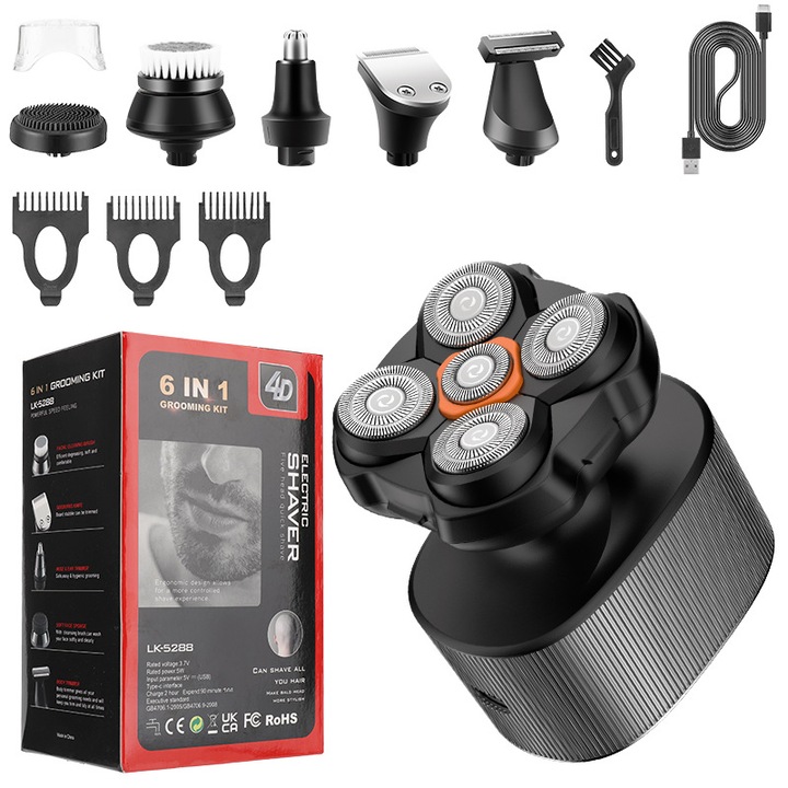 LK-5288 férfi hajvágó, USB, vízálló, 100-240V, 5W