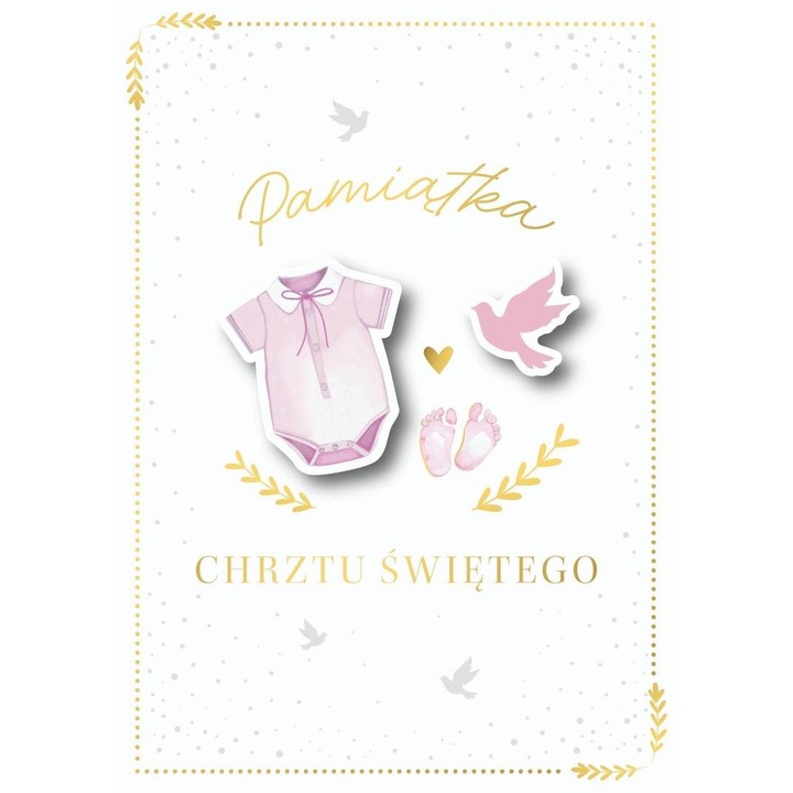 Felicitare/card pentru botez Armin Style B6, cu elemente 3D, aurit/argintat, Multicolor