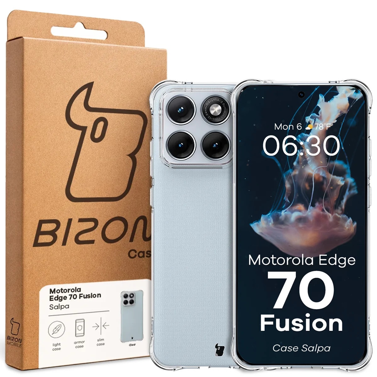 Husa Bizon Case Salpa pentru Motorola Edge 70 Fusion, Transparent
