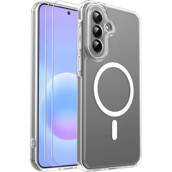 BestCase® Husa MagSafe Anti Shock + Folie de sticla inclusa Compatibila cu Samsung Galaxy A57 5G, Transparenta