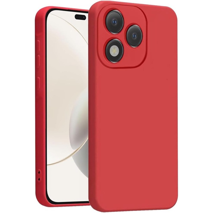 BestCase® Prémium Folyékony Szilikon Tok Honor 400 Lite-hoz, 1.2mm Vékony, Mikroszálas belső, Ütésálló, Ütéselnyelő, Kamera védelem, Piros