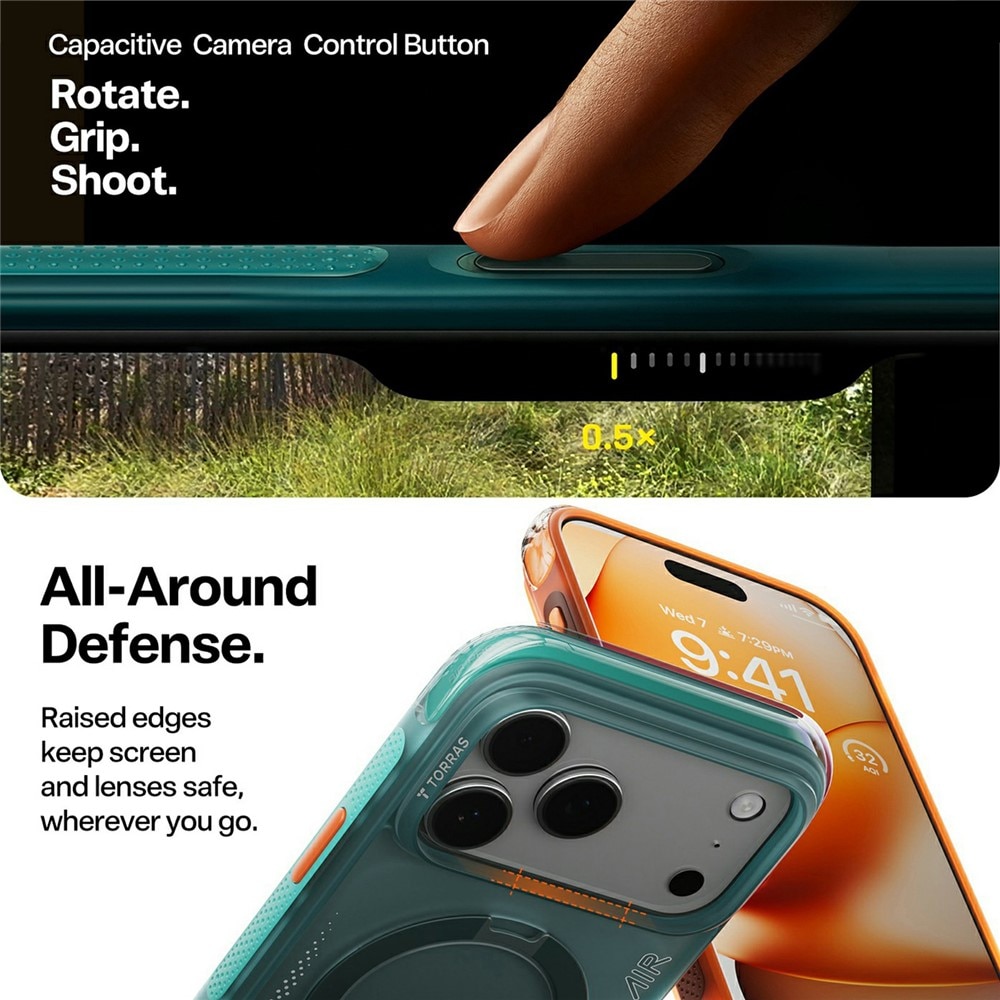 Husa pentru iPhone 17 Pro Max - Torras Ostand Spin Air Series - Glacier Sprint