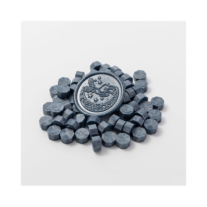 Perle de ceara pentru sigiliu, ceara de sigiliu Colectia Eleganta, fara fum, non-toxic, albastru metalizat