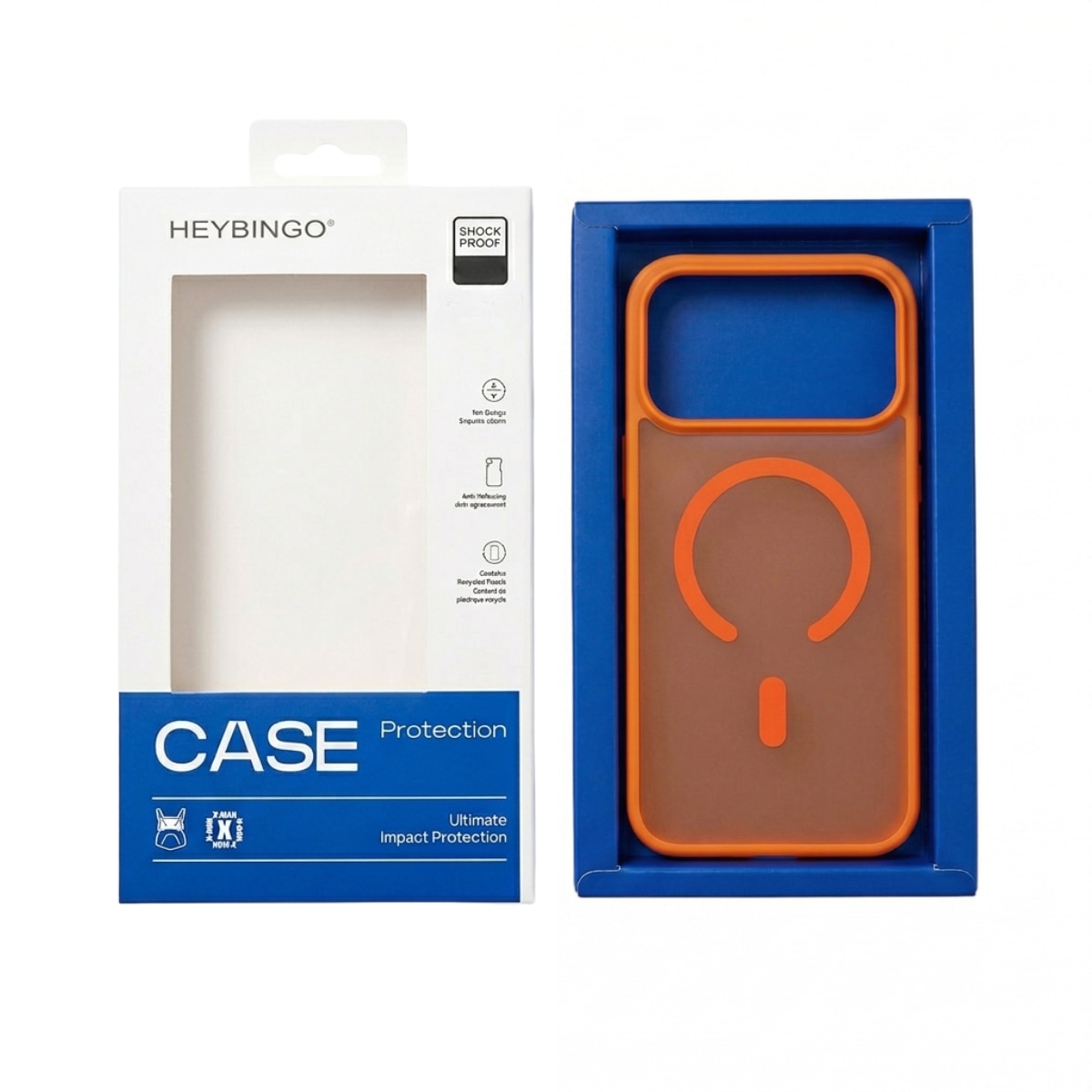 Husa pentru iPhone 17 PRO Portocaliu, HEYBINGO® X-Man, design slim, MagSafe, Anti-Soc, Anti Zgarieturi