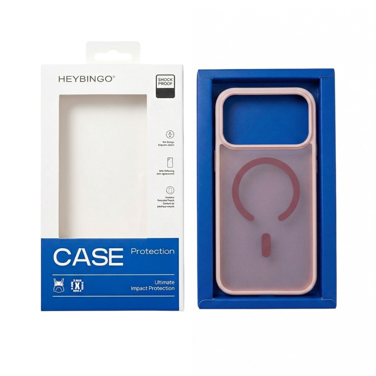 Husa pentru iPhone 17 PRO MAX Roz, HEYBINGO® X-Man, design slim, MagSafe, Anti-Soc, Anti Zgarieturi
