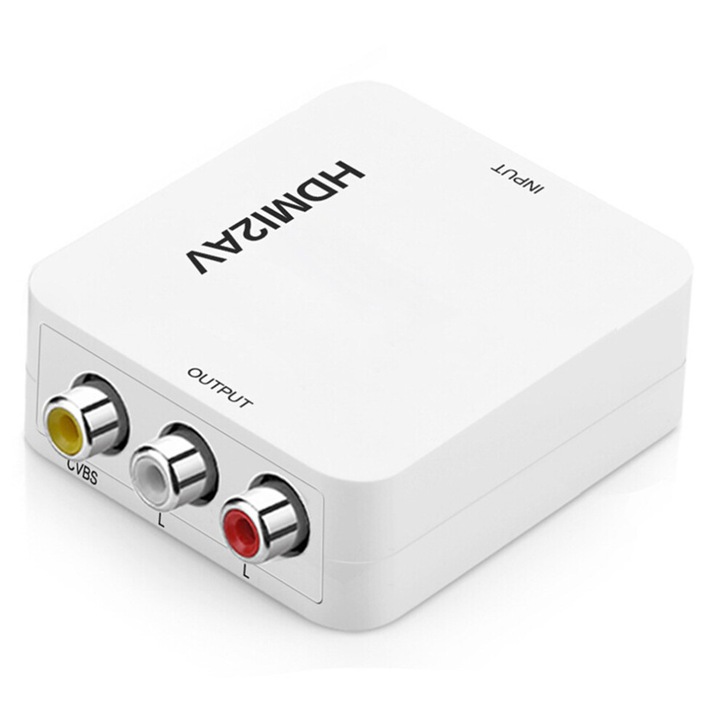 RCA HDMI átalakító alacsony fogyasztású chippel, folyamatos működés, kompozit videó audio adapter, fekete