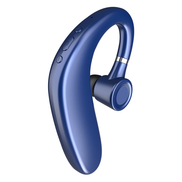 Bluetooth 5.0 kihangosító headset, 35 óra beszélgetési idő, aktív zajcsökkentés, könnyen hozzáférhető gombok, fülre akasztható, kék