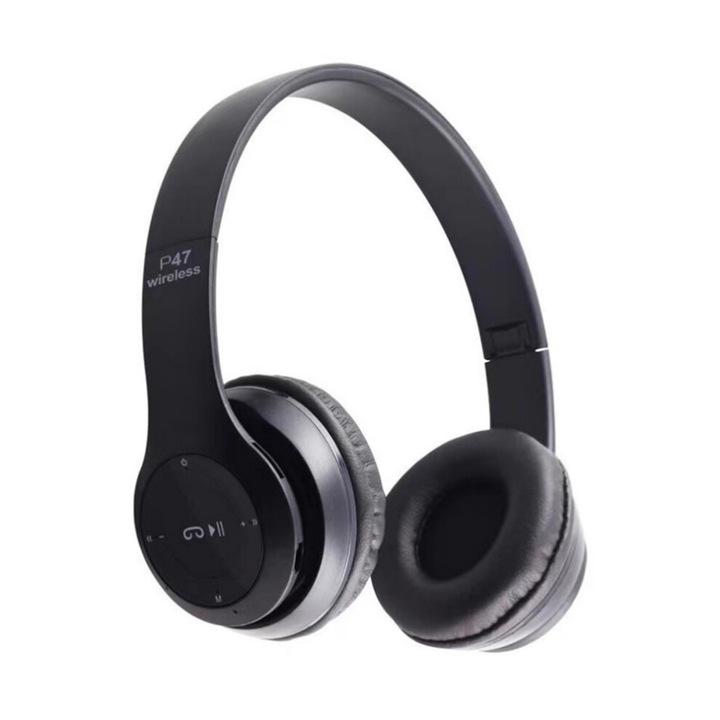 Over-Ear Bluetooth 5.0 fejhallgató, Erőteljes Basszus, összecsukható, fekete