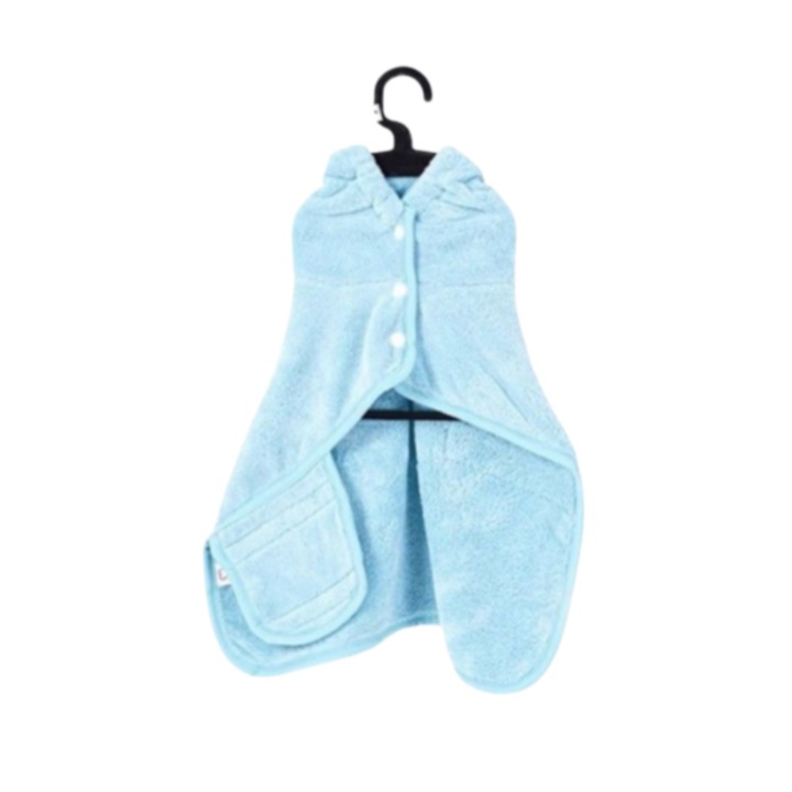 Halat de baie pentru animale de companie, cu gluga, ORBER, foarte absorbant, moale, pentru baie, uscare rapida, marime XL, potrivit pentru animale de 35-55 kg, potrivit pentru pisici si caini, din velur coral, 30 × 35 × 3 cm, albastru