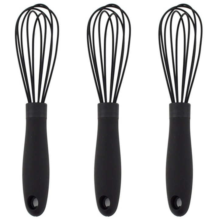 Set 3 teluri de bucatarie, maner confortabil, cu acoperire antiaderenta, din nylon, negru