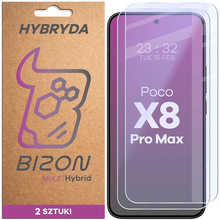 Set 2 Sticla hibrid Bizon Hybrid Mule Duo pentru Xiaomi POCO X8 Pro Max