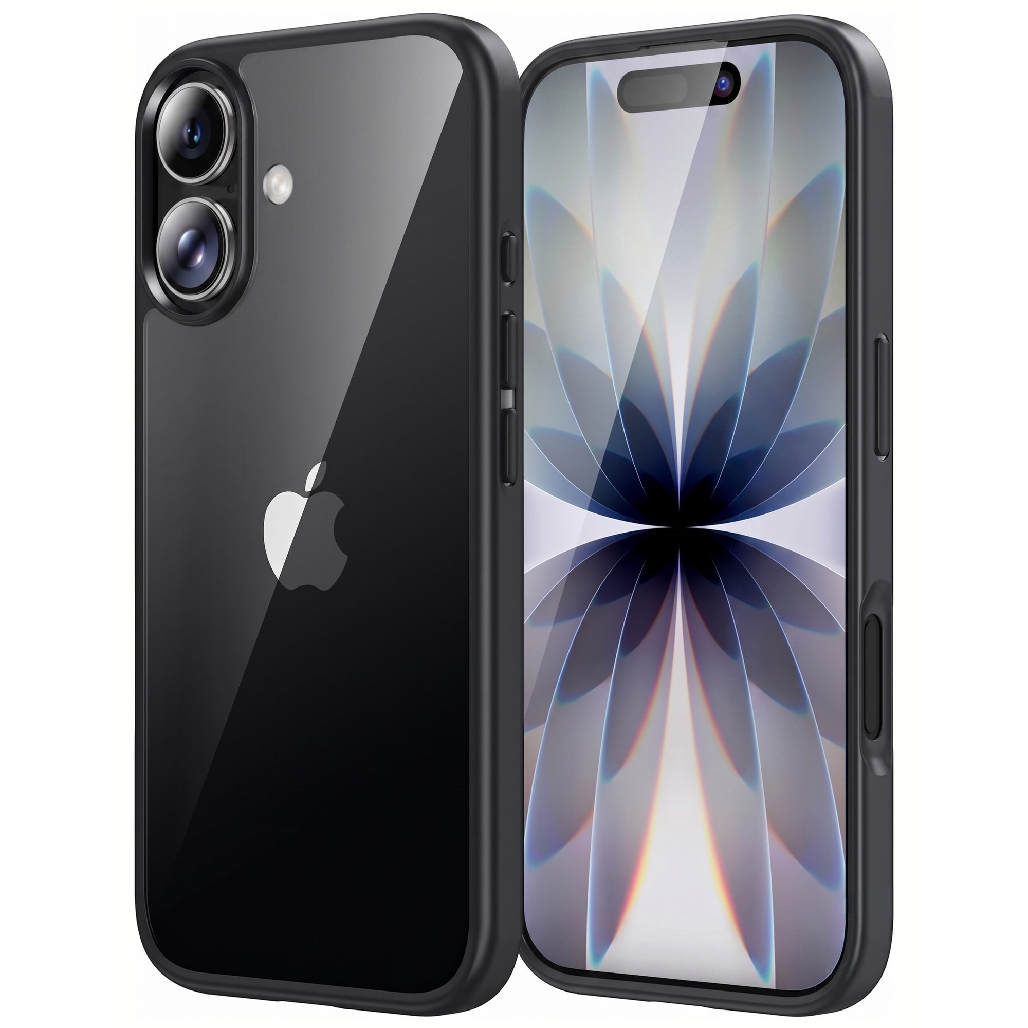 Husa antisoc pentru iPhone 17, transparenta, bumper negru, compatibila wireless charging
