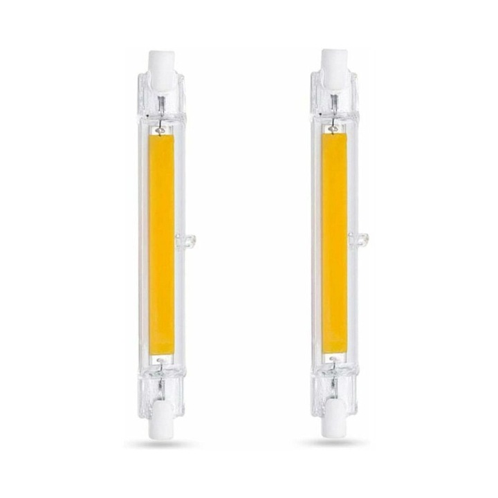 Bec LED 20W R7S 118mm, hideg fehér, átlátszó üveg, 2 darabos szett