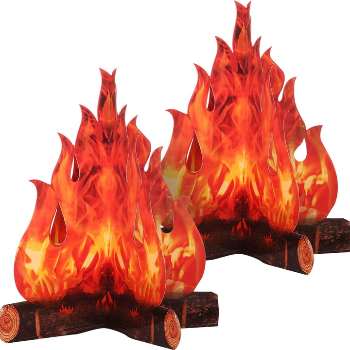 2 db tortadíszítő karton szett 3D láng 30x25cm