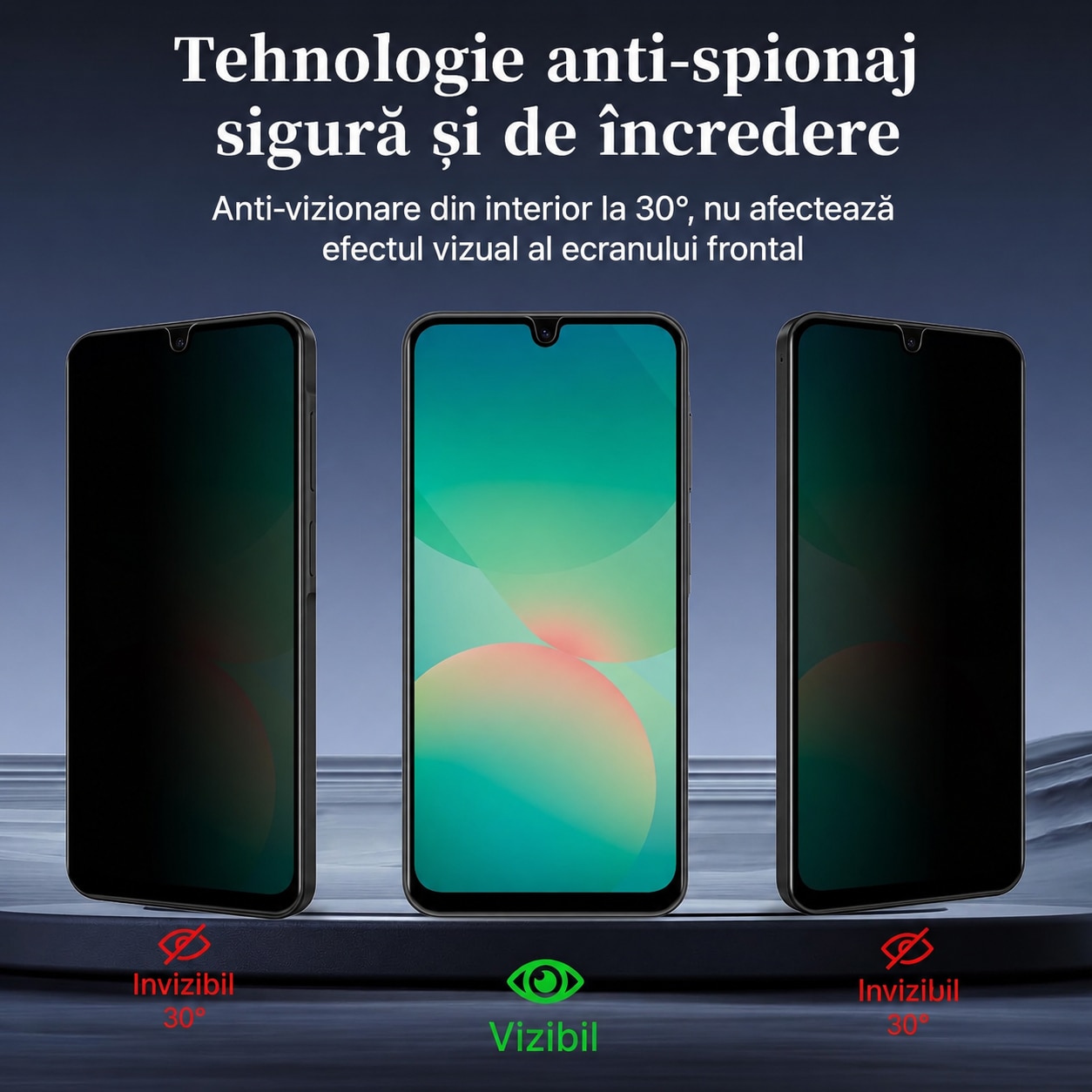 Folie sticla Privacy compatibila cu Samsung Galaxy A26 Full Glue, Sticla Securizata, Anti-Spy, Claritate HD, Aplicare Usoara, Negru